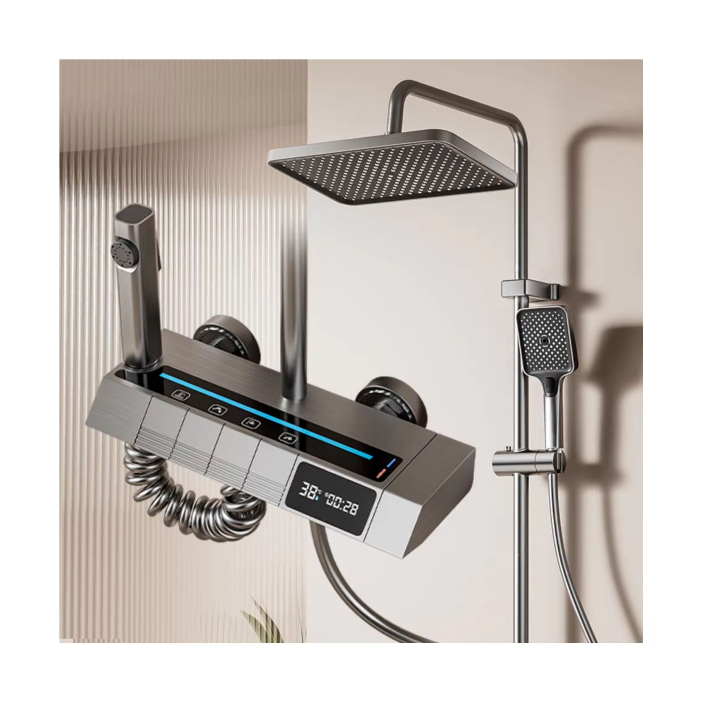 SET DUCHA TECNOLOGICO BRUSHKI 4S GRIS (BOTONERA PL)